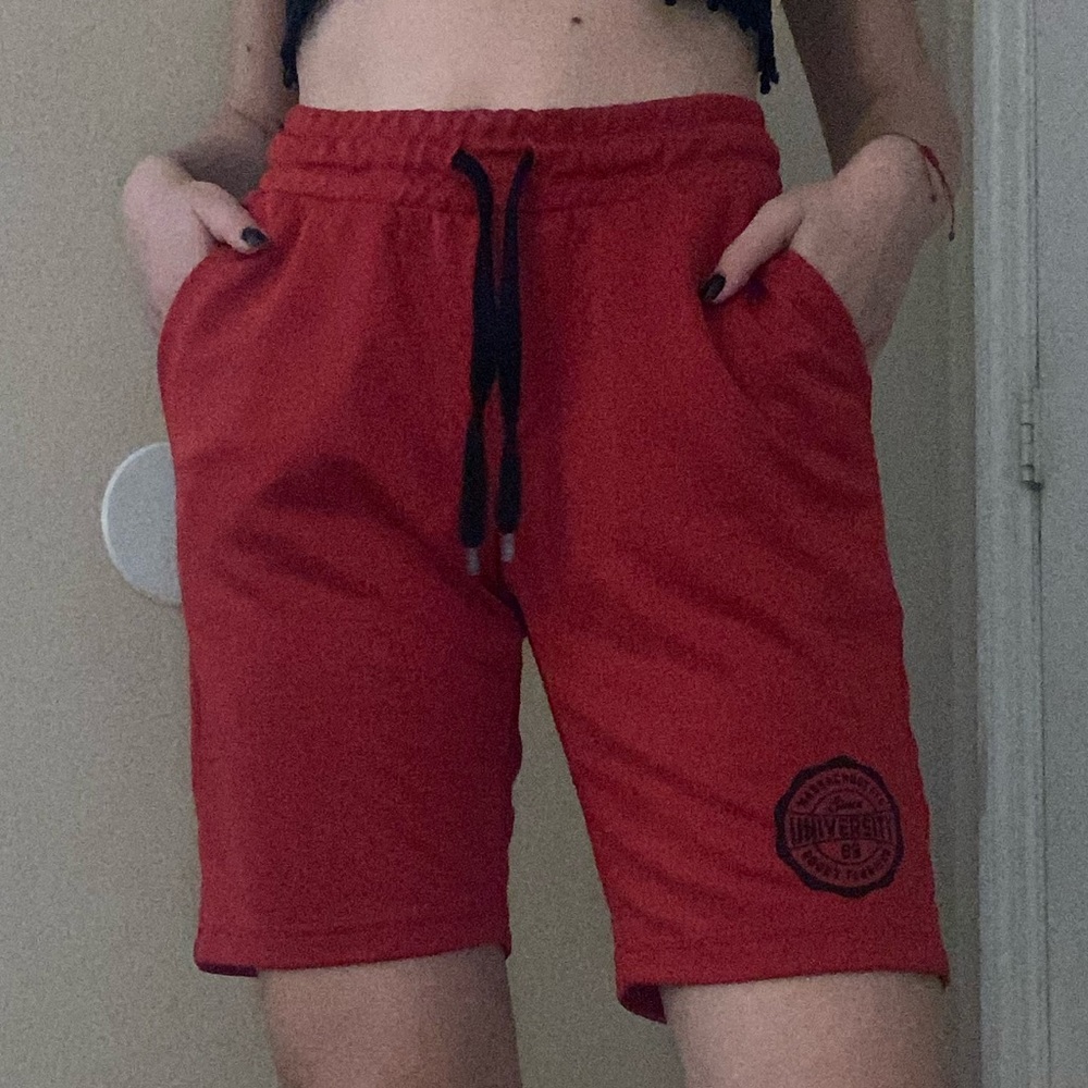 Red basketball shorts
